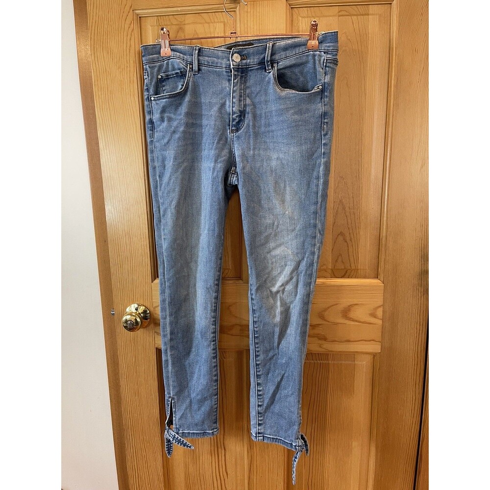 Ann Taylor Women's The Skinny Crop Blue Denim Skinny Jeans Ankle Tie  Size 8